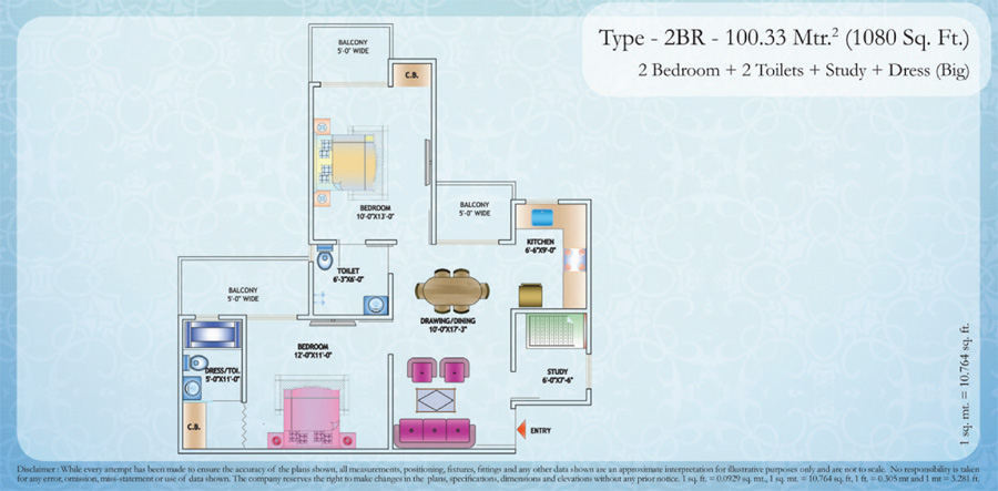 2 BHK Apartment available for Rent in Nirala Estate — Floor plan