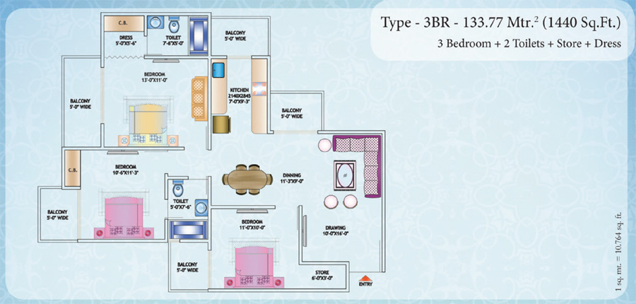 3 bhk Apartment available for sale in Nirala Estate  Noida Extension — Floor plan