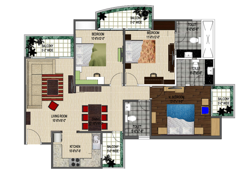 3 bhk Apartment available for sale in  Royal Court — Floor plan
