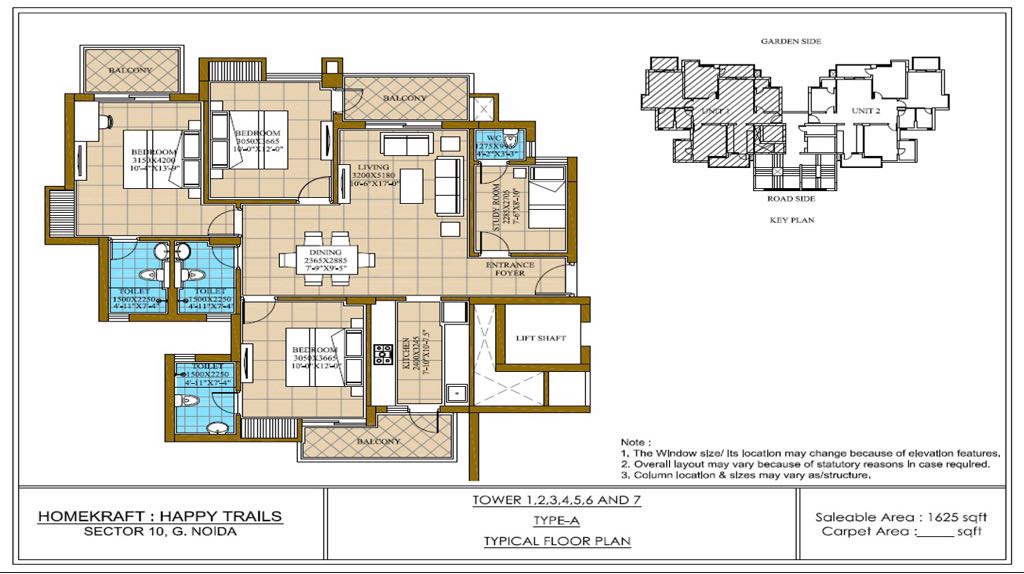 3 bhk Apartment available for sale in ATS Happy Trails — Floor plan
