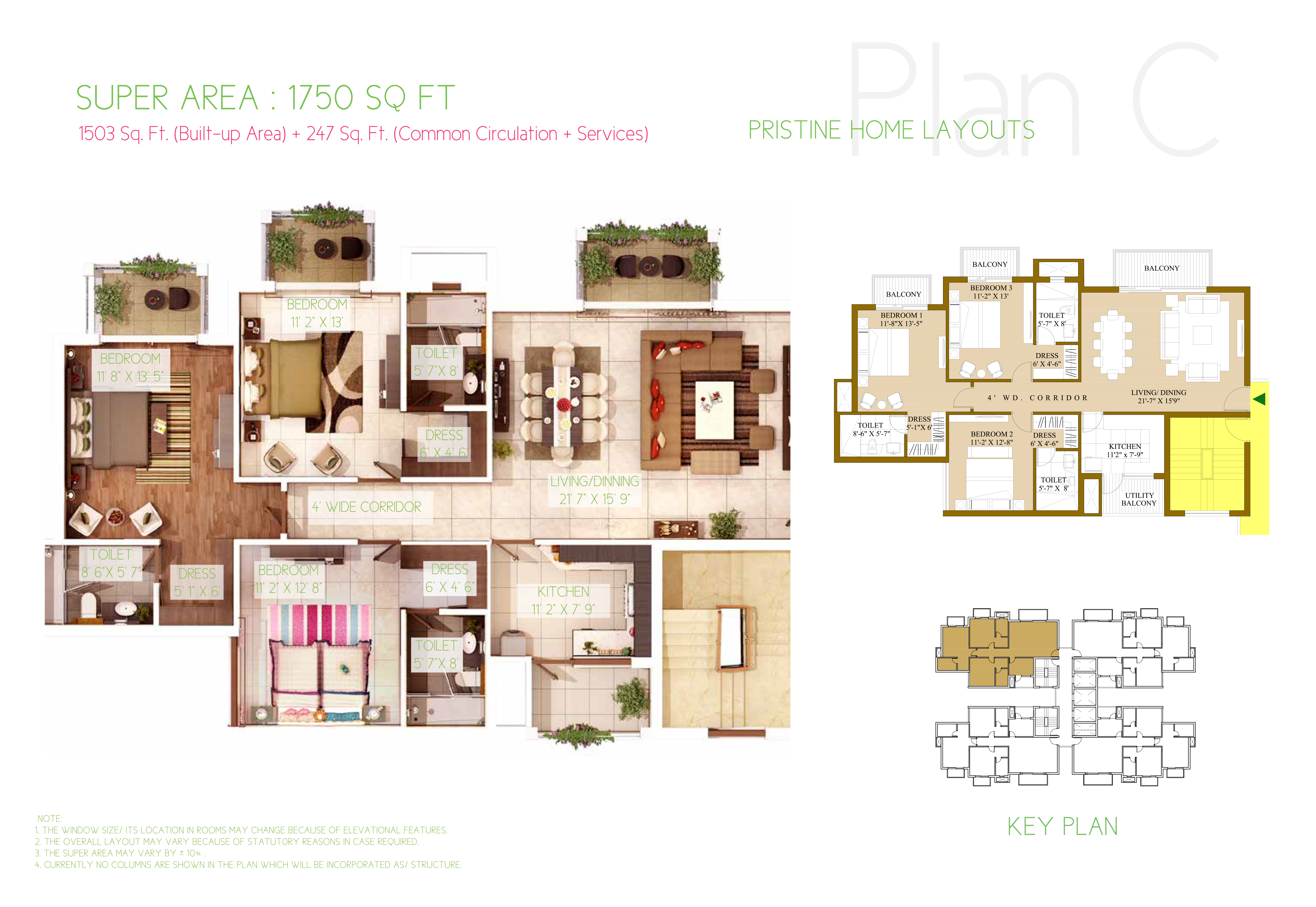 Ats pristine 3 BHK luxury Apartment Available for sale in Sector-150 Noida, — Floor plan