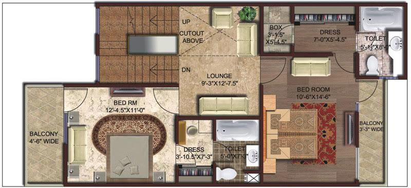 3 bhk + Servant  Independent House Available for Rent in Amrapali Leisure Valley Villa — Floor plan