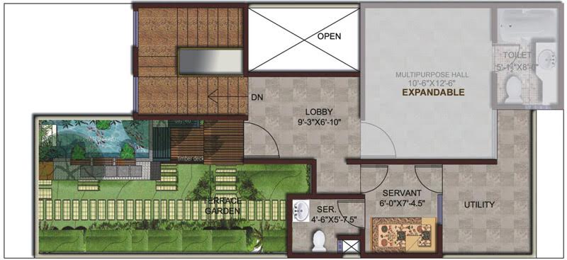 3 bhk + Servant  Independent House Available for Rent in Amrapali Leisure Valley Villa — Floor plan