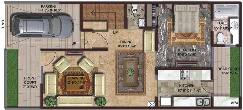 3 bhk + Servant  Independent House Available for Rent in Amrapali Leisure Valley Villa — Floor plan