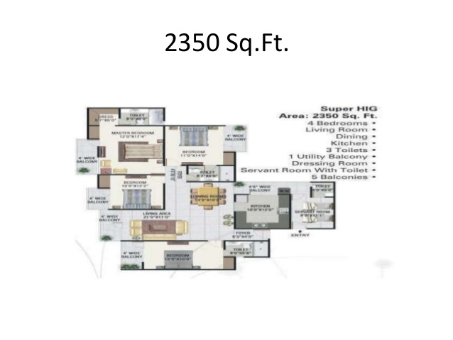 4 bhk + Servant Apartment available for sale in Panchsheel Green — Floor plan