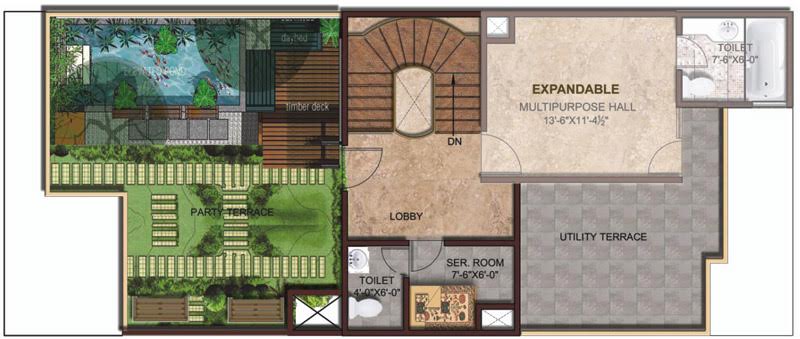 4 bhk + servant + 1 Room Expendable Independent House available for sale in Amrapali Leisure Valley Villa — Floor plan