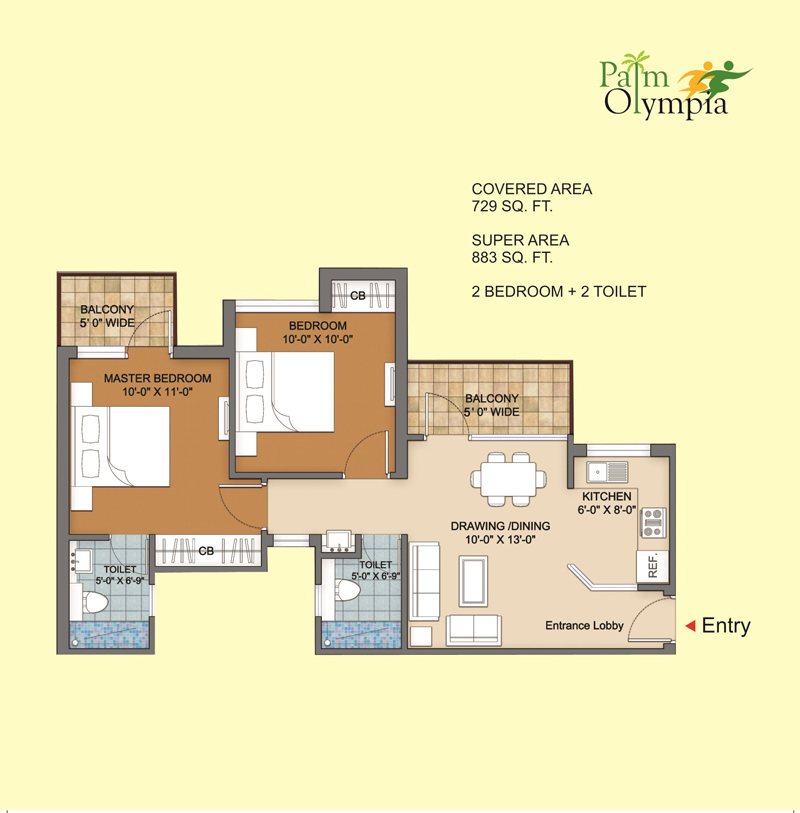 2 bhk Apartment available for sale in Palm Olympia — Floor plan