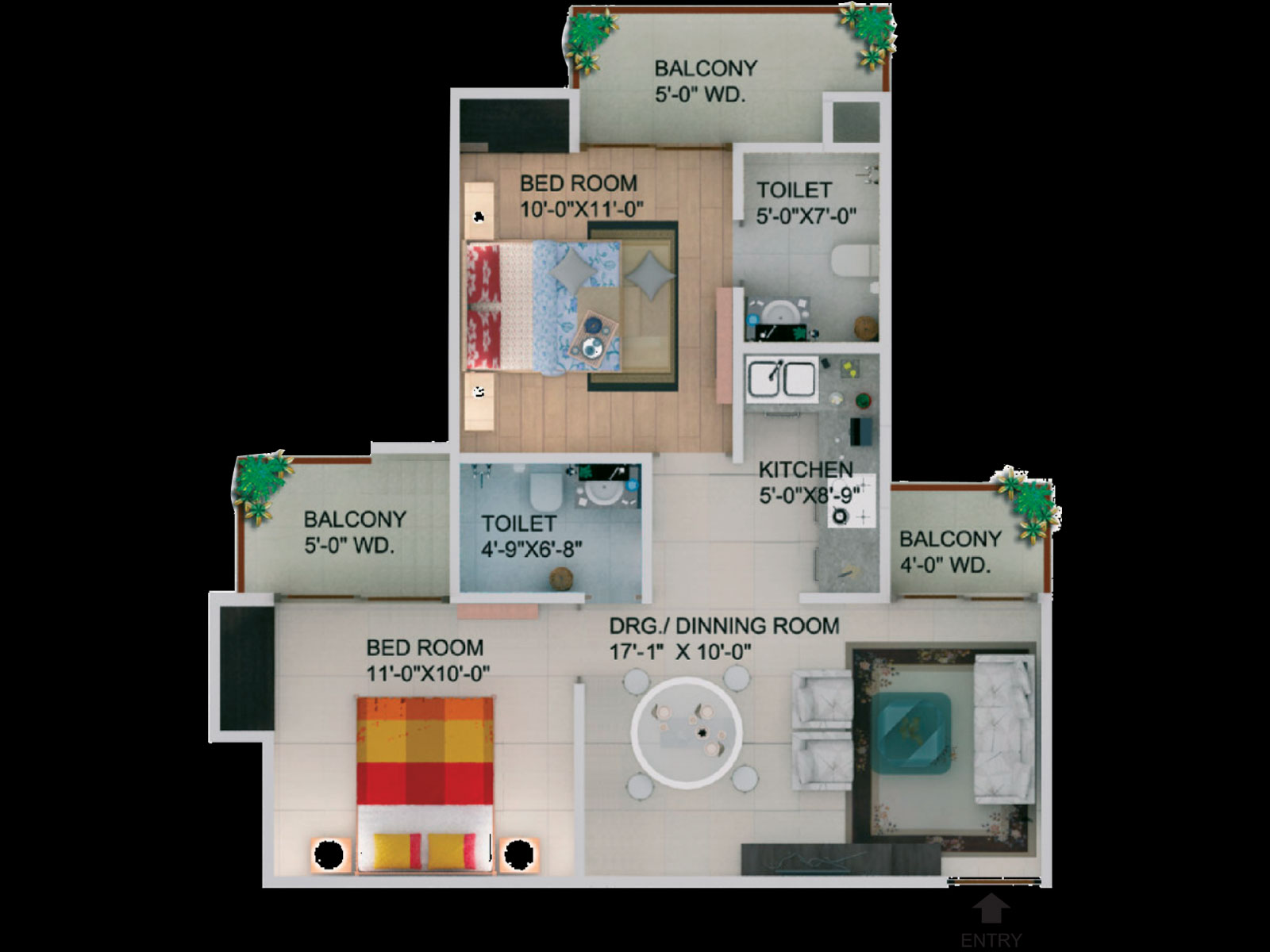 2 bhk Apartment available for sale in Supertech Capetowm Sector-74, Noida — Floor plan