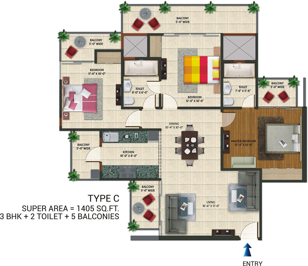 2 bhk + study Apartment available for sale in Amaatra Homes — Floor plan