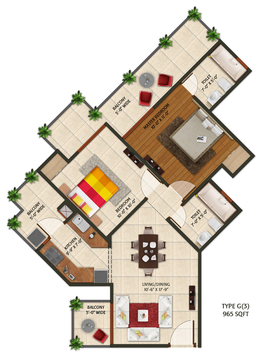 2 bhk Apartment available for sale in Amaatra Homes — Floor plan