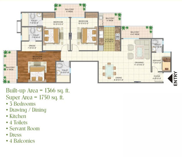 2 bhk Apartment available for sale  in Arihant Arden in Sec-1 Noida Extension — Floor plan