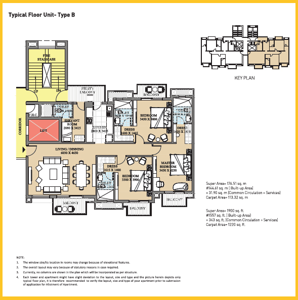 4 BHk + Servant Apartment available for sale in ATS Destinaire — Floor plan