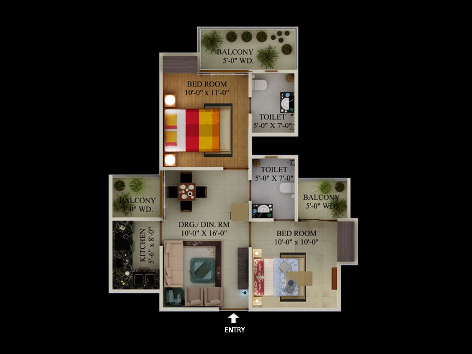 2 bhk apartment avaialable for sale in Supertech Eco Village 2 in Noida Extension — Floor plan