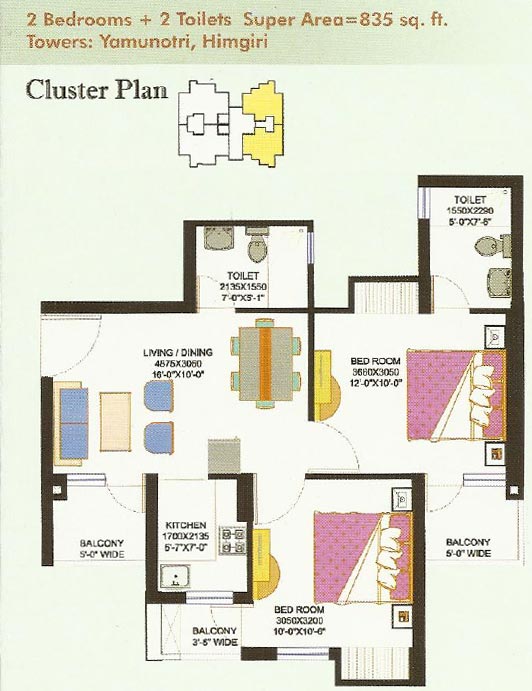 3 Bhk + servant  Apartment available for sale in Eros Sampoornam in Sec-2 Noida Extension — Floor plan