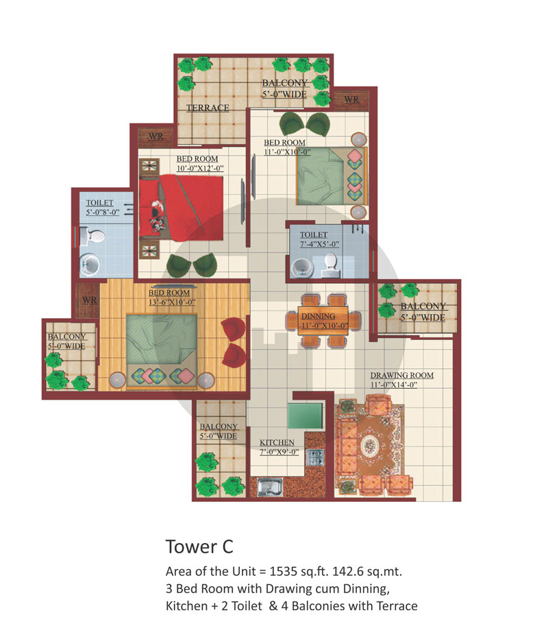 2 bhk apartment available for sale in Himalaya Pride in Greater Noida West — Floor plan