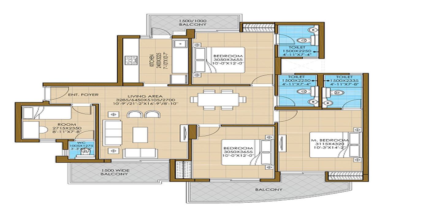 3 bhk Apartment available for sale in ATS Nobility — Floor plan